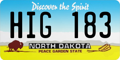 ND license plate HIG183