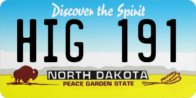 ND license plate HIG191