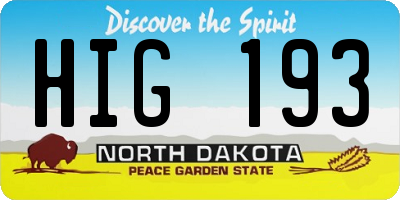 ND license plate HIG193