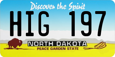 ND license plate HIG197