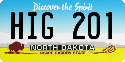 ND license plate HIG201