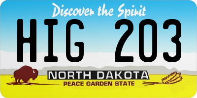 ND license plate HIG203