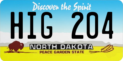ND license plate HIG204