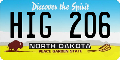 ND license plate HIG206