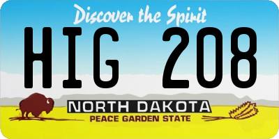 ND license plate HIG208