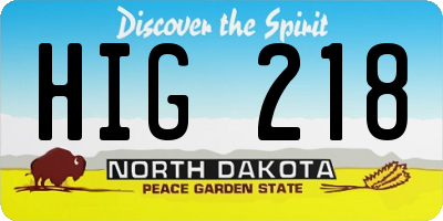 ND license plate HIG218