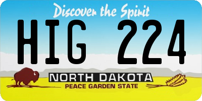 ND license plate HIG224