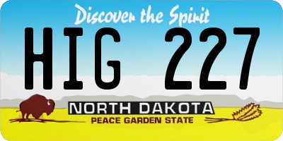 ND license plate HIG227