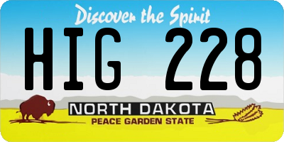ND license plate HIG228
