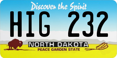 ND license plate HIG232