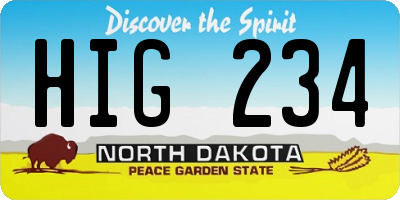 ND license plate HIG234