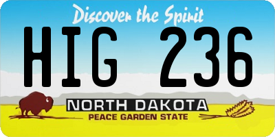 ND license plate HIG236