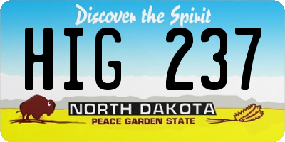 ND license plate HIG237
