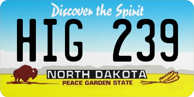 ND license plate HIG239