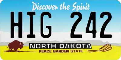 ND license plate HIG242