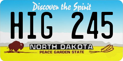 ND license plate HIG245