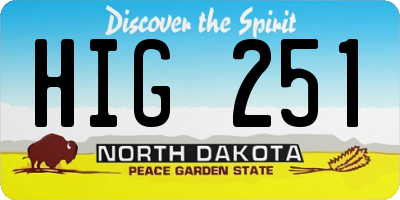 ND license plate HIG251