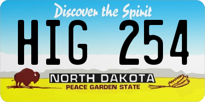 ND license plate HIG254