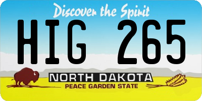 ND license plate HIG265