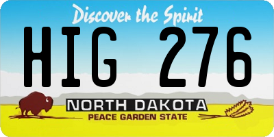 ND license plate HIG276