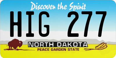 ND license plate HIG277