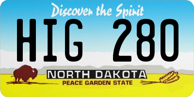 ND license plate HIG280