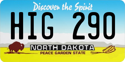 ND license plate HIG290