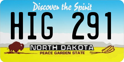 ND license plate HIG291
