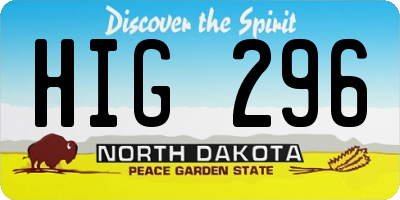 ND license plate HIG296