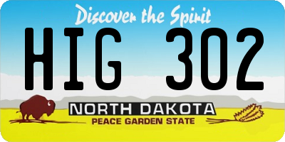 ND license plate HIG302