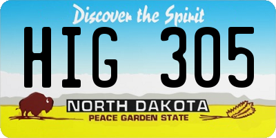 ND license plate HIG305