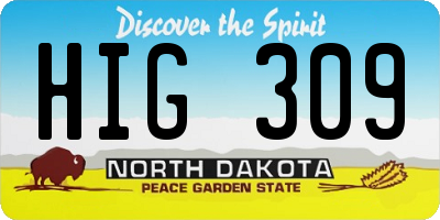 ND license plate HIG309