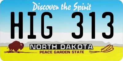 ND license plate HIG313