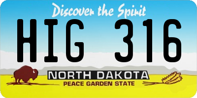 ND license plate HIG316