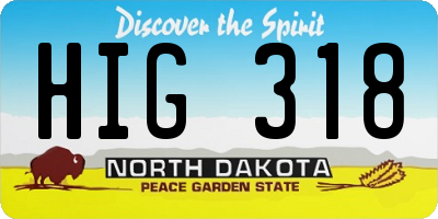 ND license plate HIG318