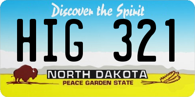 ND license plate HIG321