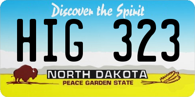 ND license plate HIG323