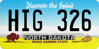 ND license plate HIG326