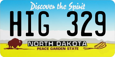 ND license plate HIG329