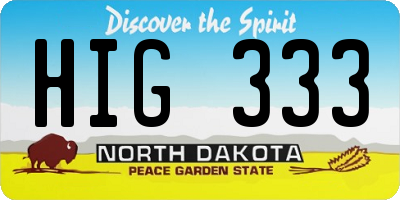 ND license plate HIG333