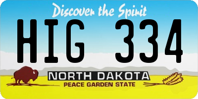 ND license plate HIG334