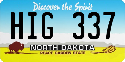 ND license plate HIG337
