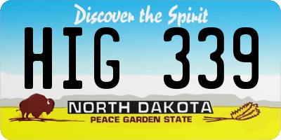 ND license plate HIG339