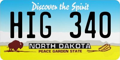 ND license plate HIG340