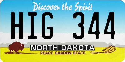 ND license plate HIG344