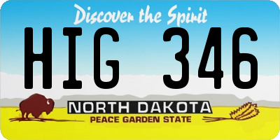 ND license plate HIG346