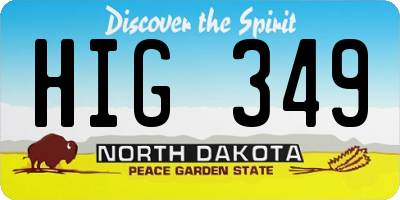 ND license plate HIG349