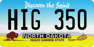 ND license plate HIG350