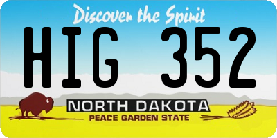 ND license plate HIG352