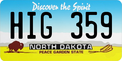 ND license plate HIG359